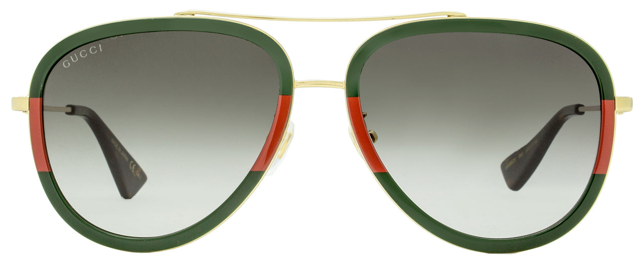 Gucci GG0062S Aviator Sunglasses - Endura Gold/Green/Red / Green