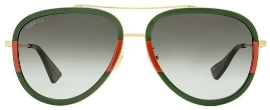 Gucci GG0062S Aviator Sunglasses - Endura Gold/Green/Red / Green