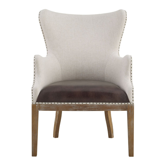 George 38.5" Wingback Accent Chair by Steve Silver Company - Distressed Oak - Curacao