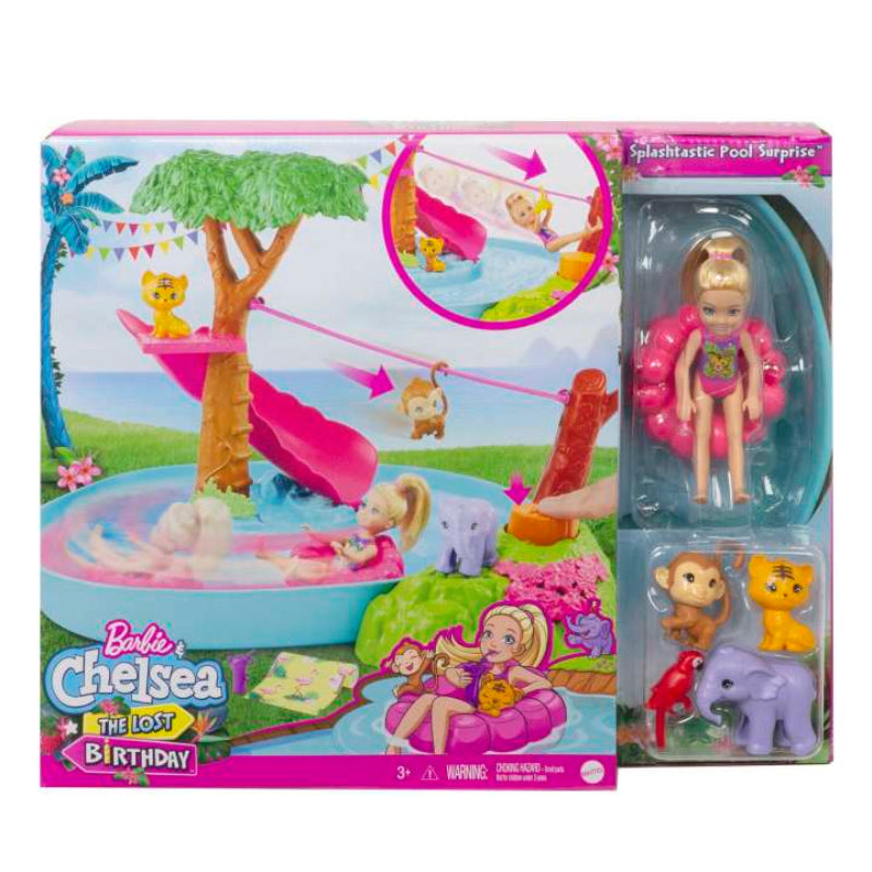 Barbie & Chelsea The Lost Birthday Doll & Splashtastic Pool Surprise Playset - Curacao
