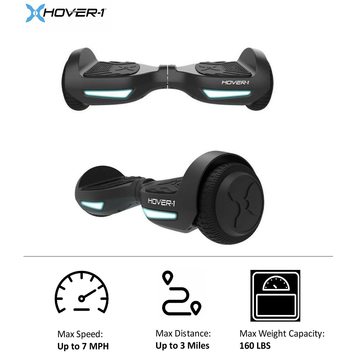 Hover-1 Drive Black Hoverboard with LED Lights
