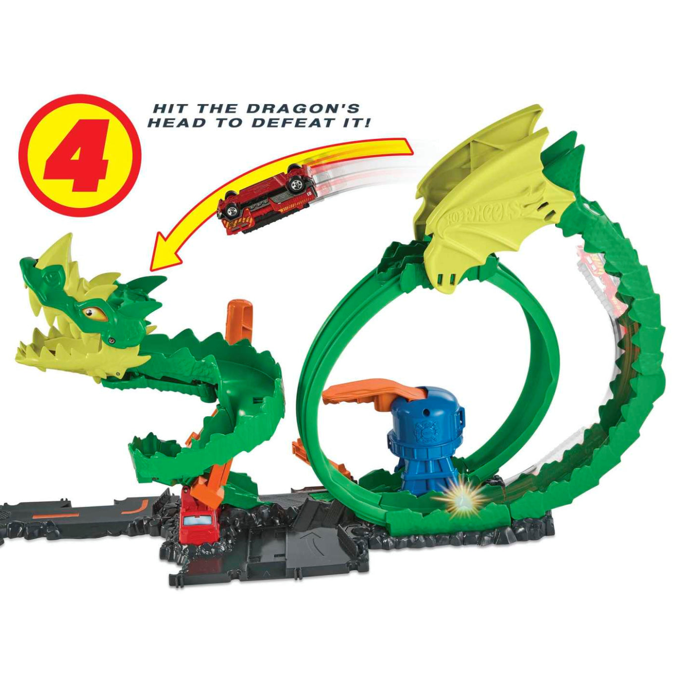 Set de juego de bomberos y estación de bomberos City Dragon Drive de Hot Wheels