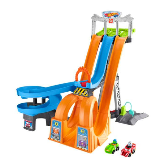 Pista de carreras con circuitos de carreras Hot Wheels Little People de Fisher-Price