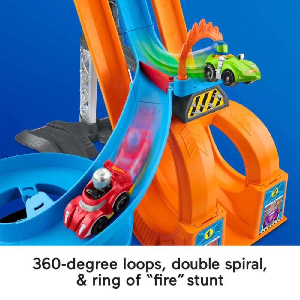 Pista de carreras con circuitos de carreras Hot Wheels Little People de Fisher-Price