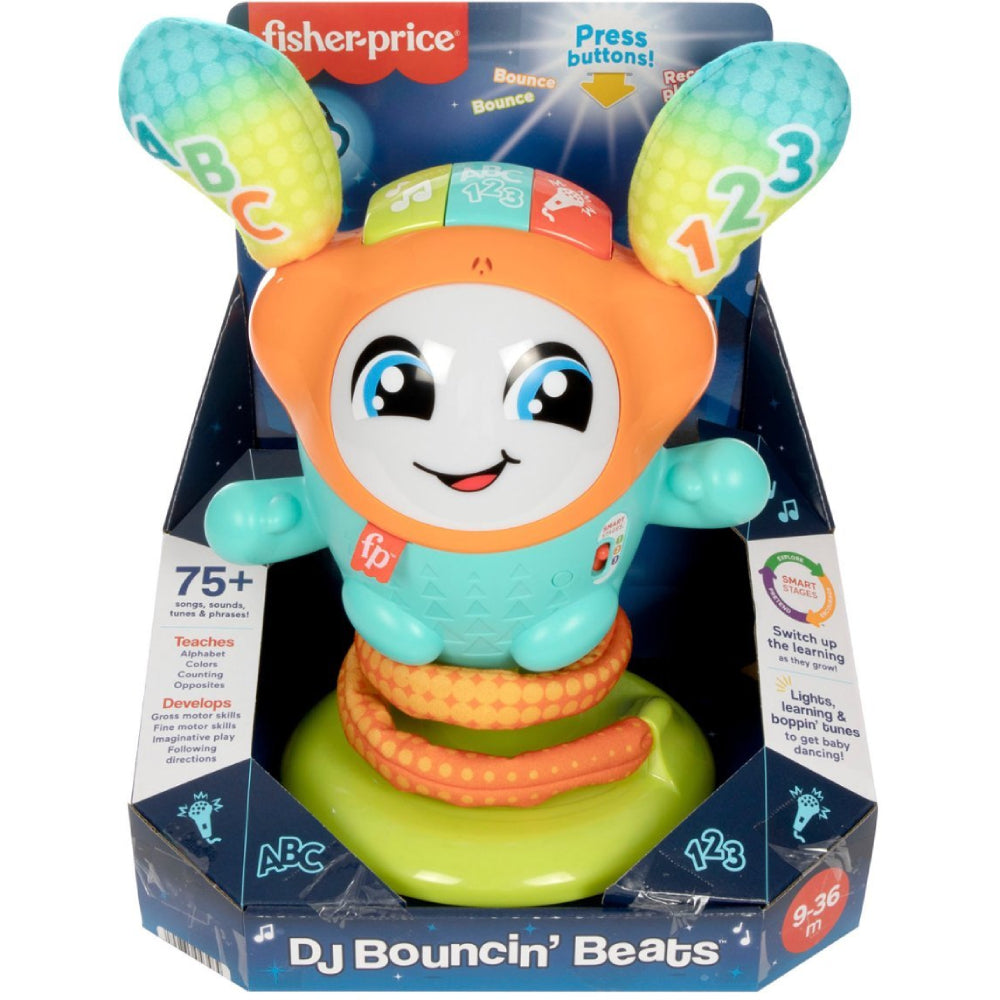 Juguete electrónico de aprendizaje para bebés y niños pequeños con acción de rebote DJ Bouncin' Beats de Fisher-Price