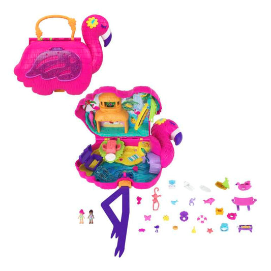 Polly Packet Large Flamingo Party Compact Playset (28-Pieces)