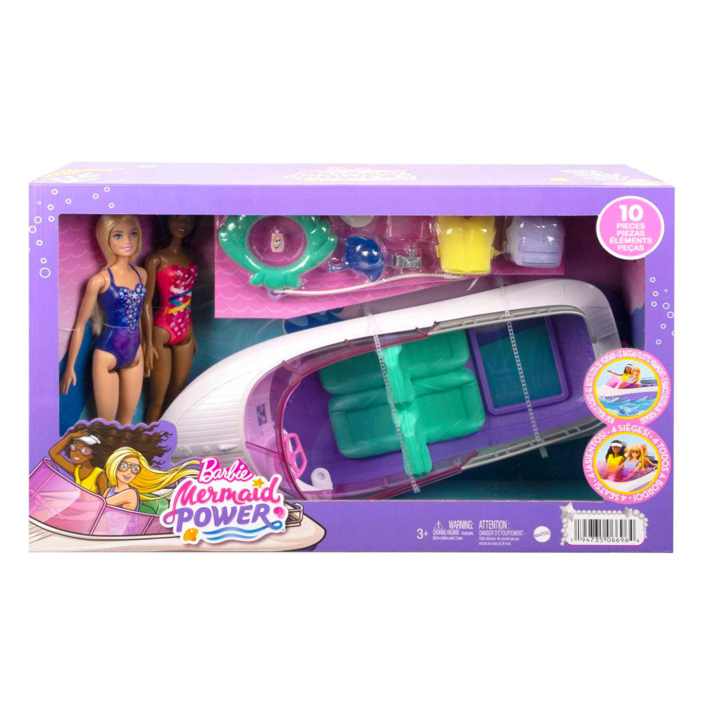 Barbie Mermaid Power Dolls, Boat and Accessories