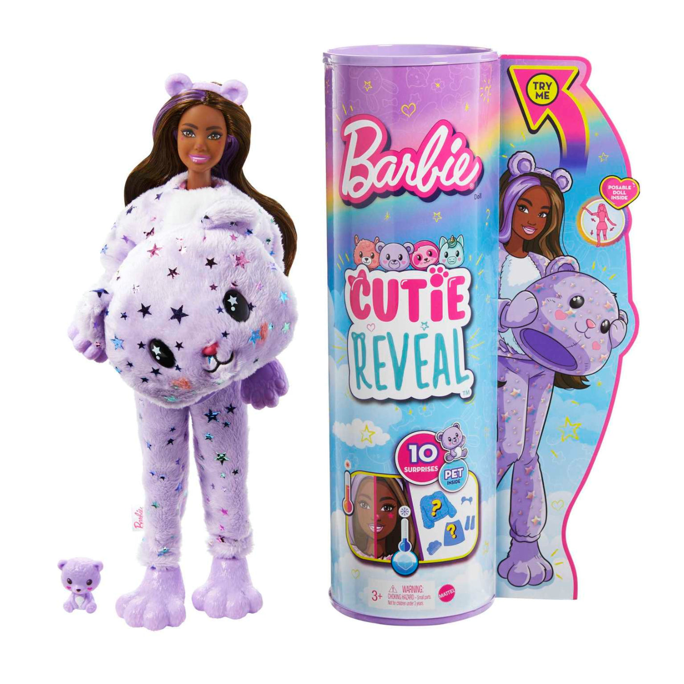 Muñeca Barbie Cutie Reveal Fashion con disfraz de osito de peluche y 10 sorpresas