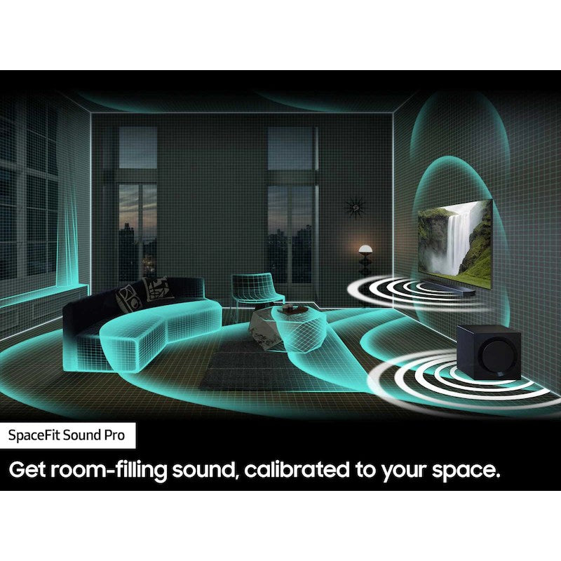 Barra de sonido Samsung HW-Q800D/ZA Serie Q de 5.1.2 canales con subwoofer y sistema Dolby Atmos, color negro