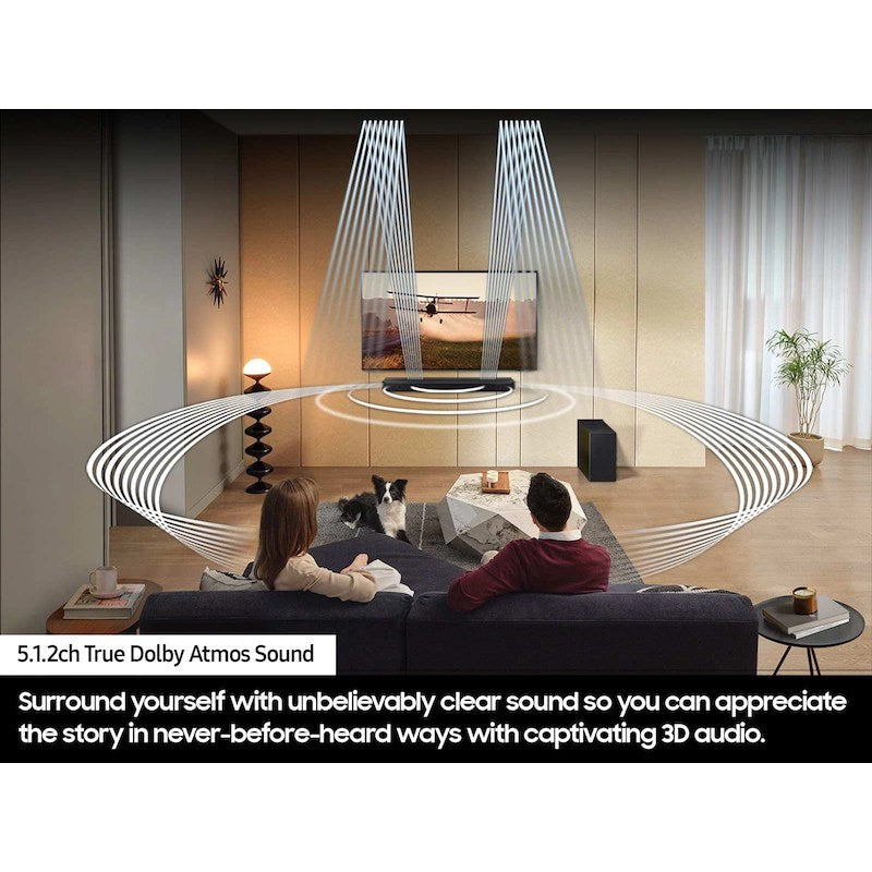 Barra de sonido Samsung HW-Q800D/ZA Serie Q de 5.1.2 canales con subwoofer y sistema Dolby Atmos, color negro