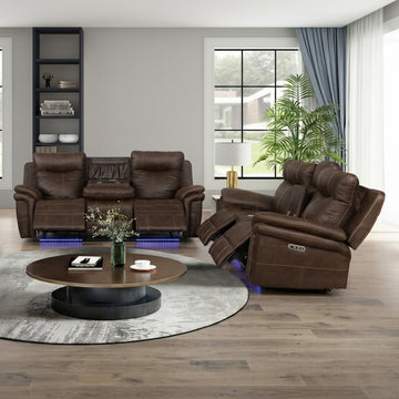 Mason Power Reclining Sofa with Loveseat by Best Home - Brown