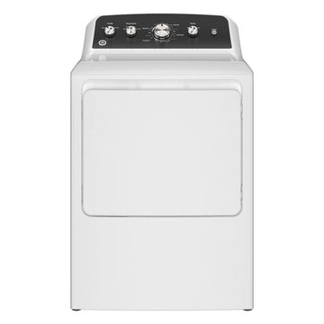 Secadora a gas GE GTD48GASWWB de 7,2 pies cúbicos con carga superior y ventilación de hasta 120 pies - Color blanco