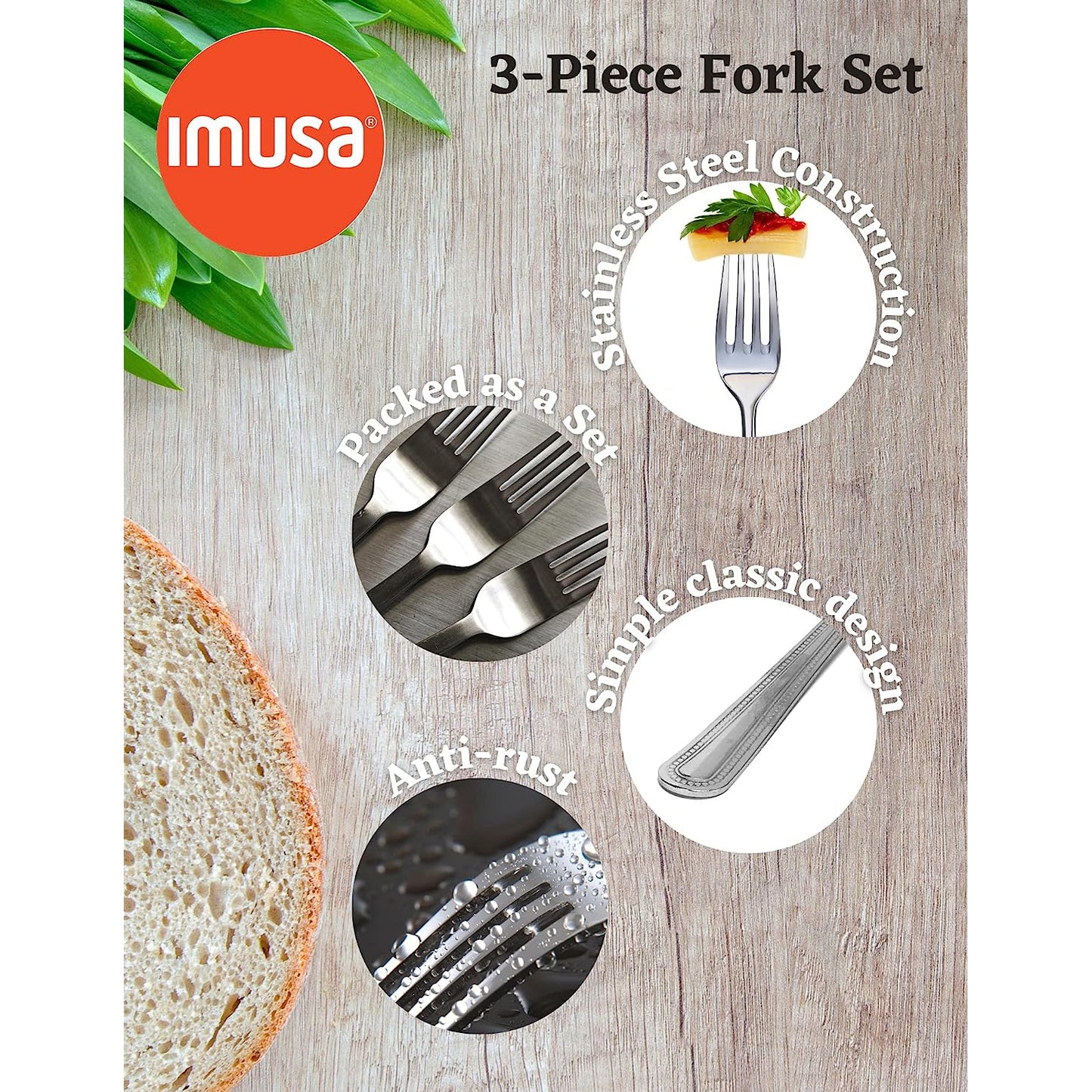 IMUSA Stainless Steel Fork (Set of 3) - Silver