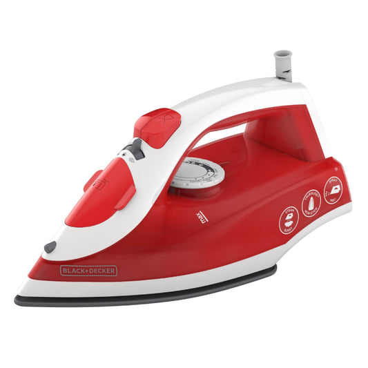 BLACK+DECKER TrueGlide Variable Control Compact Steam Iron with Nonstick Plate - Red