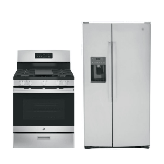 GE Bundle: GE GSS25GYPFS 25.3 CU FT Side by Side Refrigerator Stainless Steel +  GE JGBS66REKSS 5.0 Cu. Ft. 4- Burner Free-Standing Gas Range