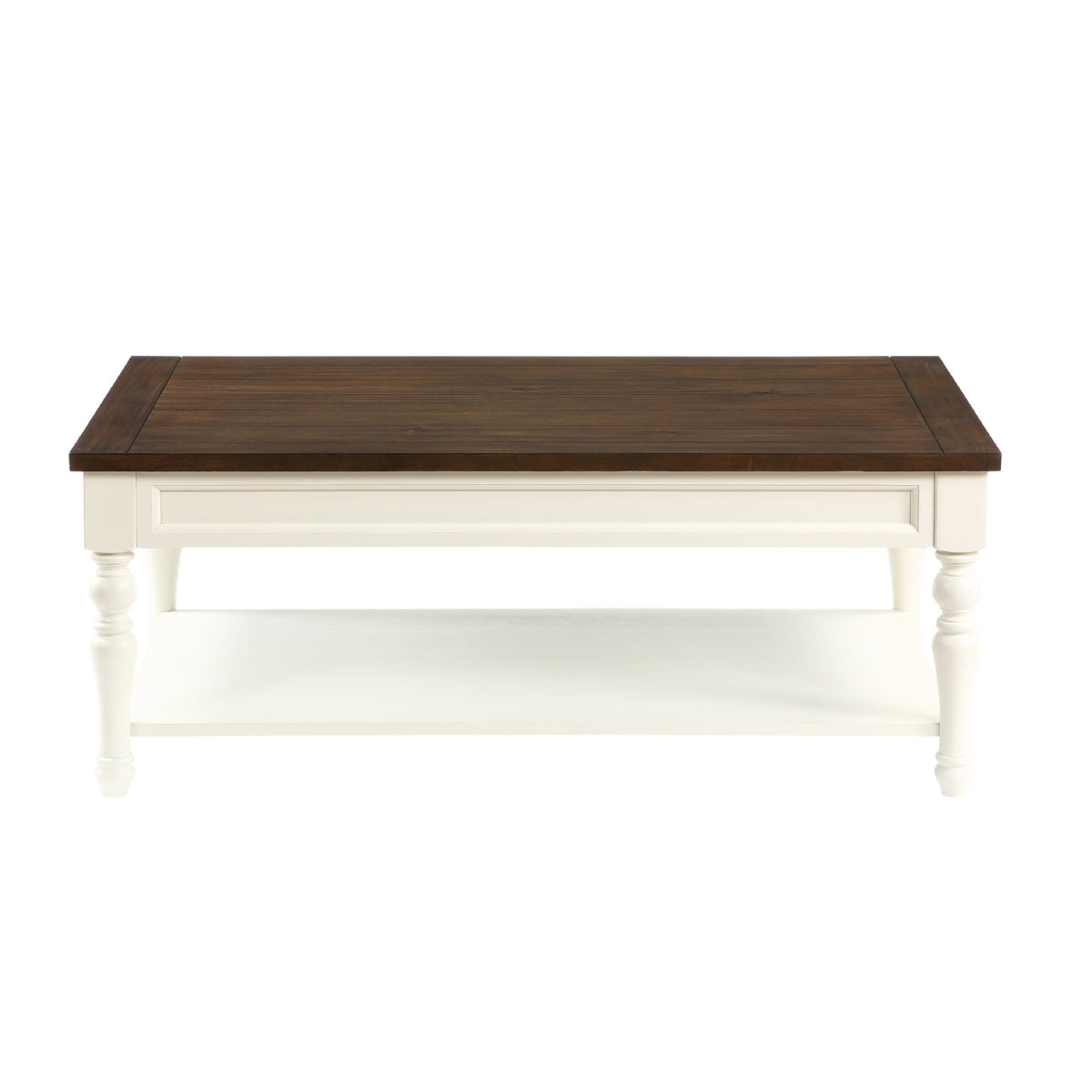 Joanna 48" Coffee Table with Open Shelf and Casters by Steve Silver Company - Ivory/Mocha