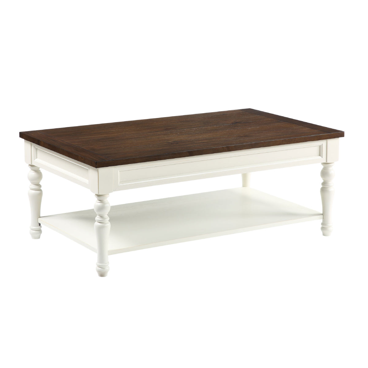 Joanna 48" Coffee Table with Open Shelf and Casters by Steve Silver Company - Ivory/Mocha