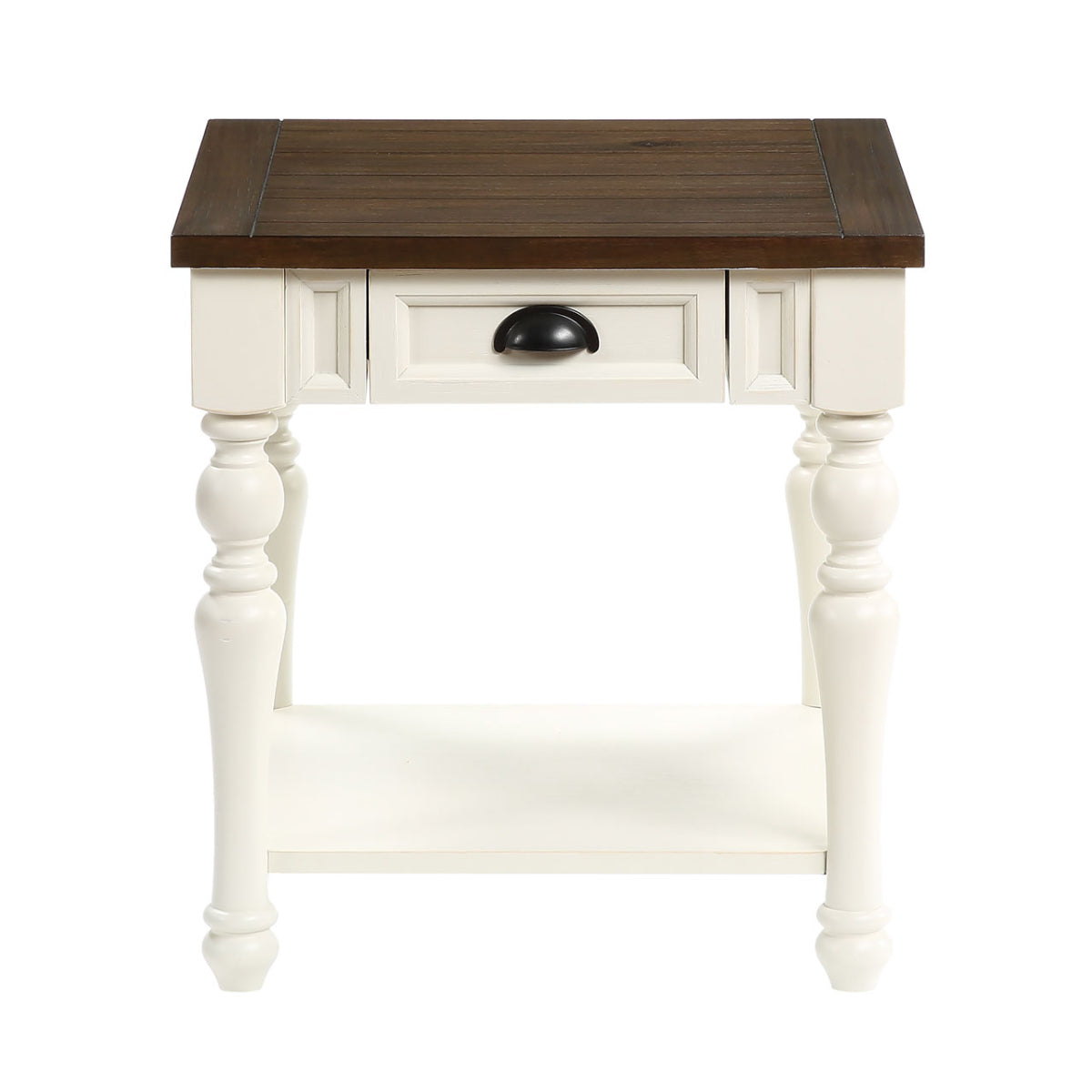 Joanna 22" End Table with Drawer and Open Shelf by Steve Silver Company - Ivory/Mocha