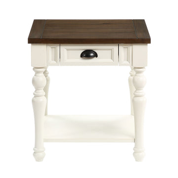 Joanna 22" End Table with Drawer and Open Shelf by Steve Silver Company - White/Brown