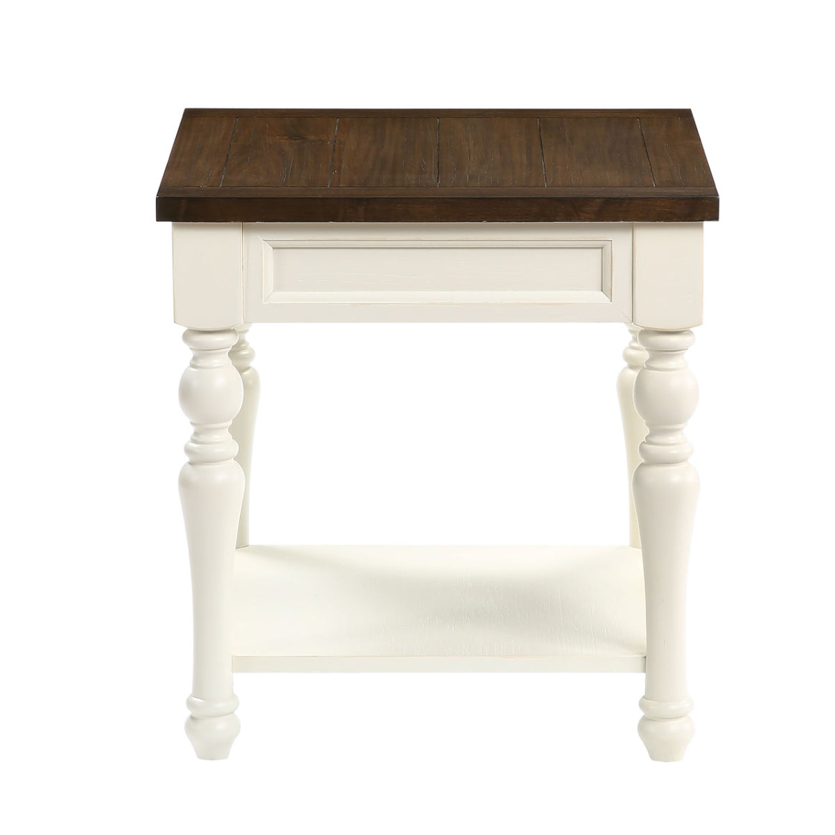 Joanna 22" End Table with Drawer and Open Shelf by Steve Silver Company - Ivory/Mocha