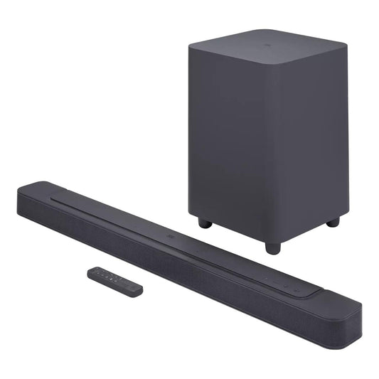 Sistema de barra de sonido JBL Bar 500 con subwoofer inalámbrico, 5.1 canales y Dolby Atmos, color negro