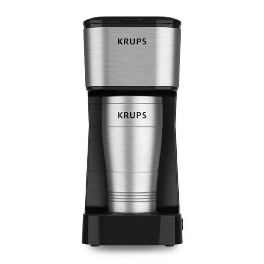Krups Single Serve Brewer Drip Coffee Maker with Tumbler - Black/Stainless Steel