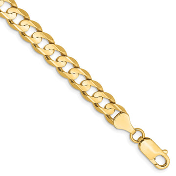 14K Yellow Gold Unisex Open Concave Curb Bracelet