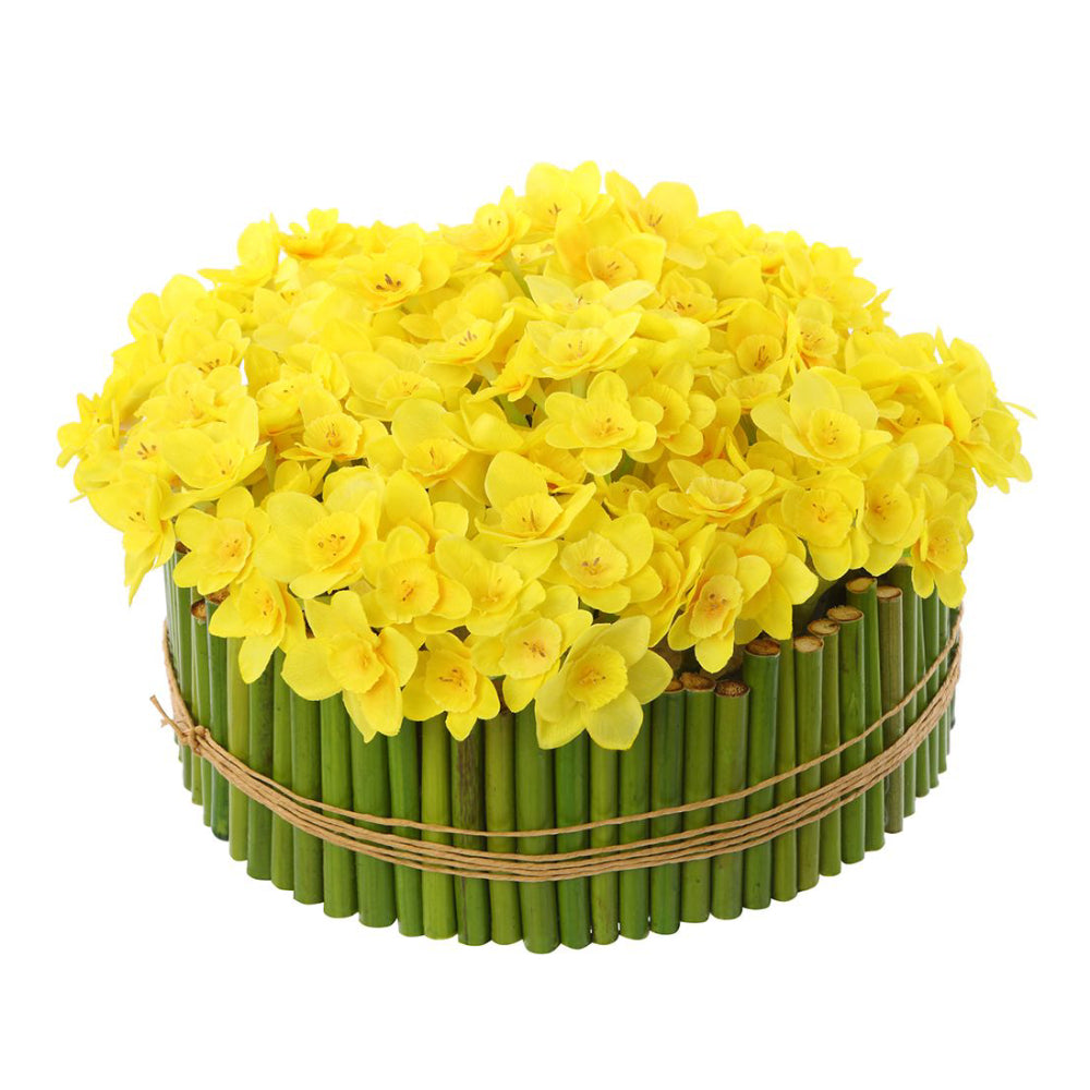 Arreglo floral de narcisos de seda de 6" en macetero tubular de Allstate Floral - Amarillo