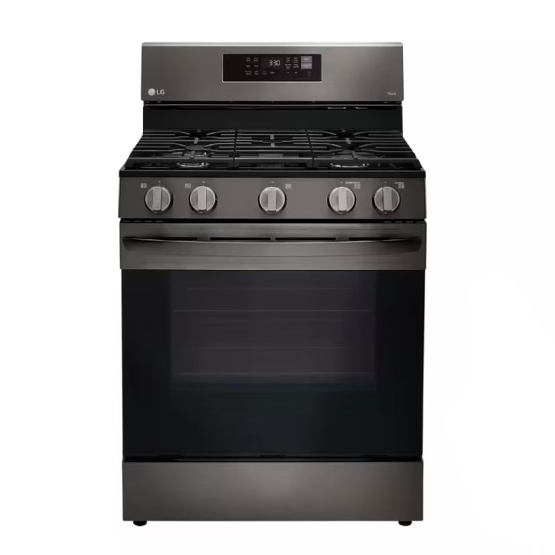 Cocina a gas LG LRGL5823D de 5,8 pies cúbicos con convección y ventilador inteligente, Air Fry y EasyClean, acero inoxidable negro