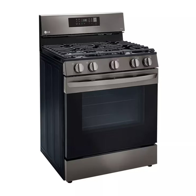 Cocina a gas LG LRGL5823D de 5,8 pies cúbicos con convección y ventilador inteligente, Air Fry y EasyClean, acero inoxidable negro