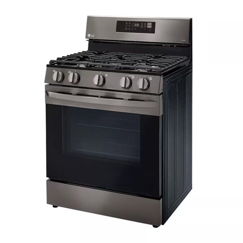 Cocina a gas LG LRGL5823D de 5,8 pies cúbicos con convección y ventilador inteligente, Air Fry y EasyClean, acero inoxidable negro