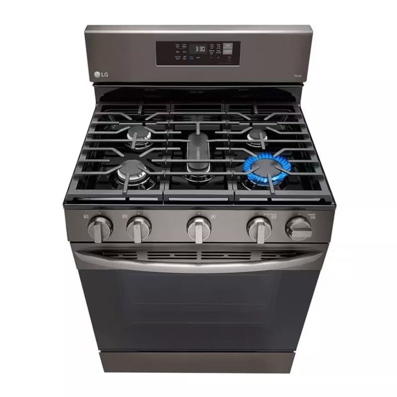 Cocina a gas LG LRGL5823D de 5,8 pies cúbicos con convección y ventilador inteligente, Air Fry y EasyClean, acero inoxidable negro