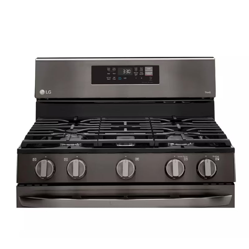 Cocina a gas LG LRGL5823D de 5,8 pies cúbicos con convección y ventilador inteligente, Air Fry y EasyClean, acero inoxidable negro