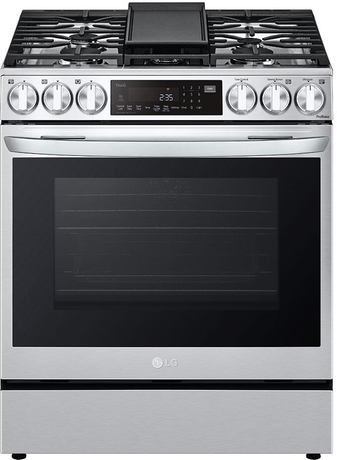 LG LSGL6335F Cocina a gas deslizable con convección ProBake, habilitada para WiFi inteligente, de 6,3 pies cúbicos, con freidora de aire - Acero inoxidable a prueba de impresiones