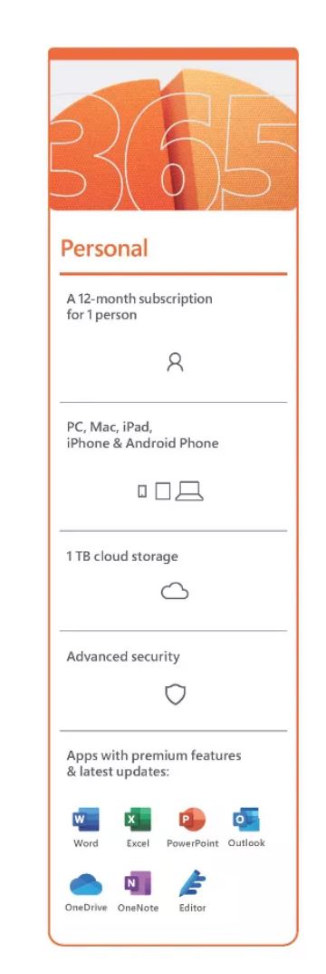 Microsoft 365 Personal Subscription for 1 Year