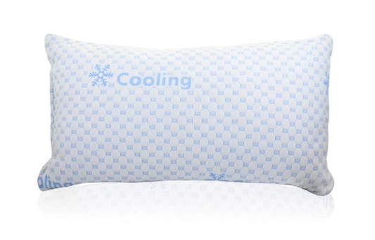 Cooling Memory Foam Pillow (Set of 2) - White/Blue