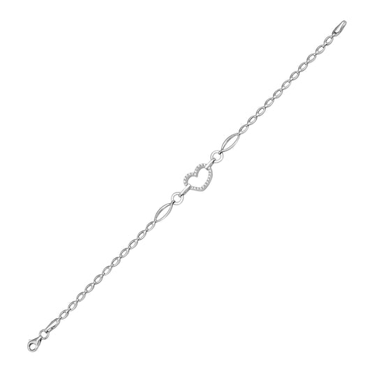 Heart Bracelet in 14K White Gold - Curacao
