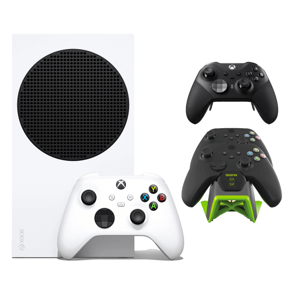 Paquete Xbox: Microsoft Xbox Series S (blanco) + Base de alimentación para Xbox (negro) + Control inalámbrico Elite de Xbox