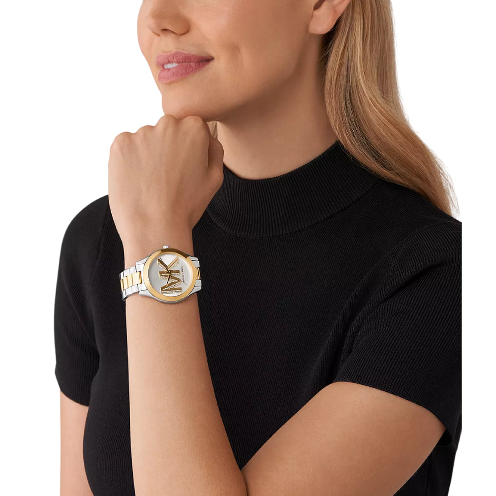 Michael Kors Slim Runway Women's 42mm Three-Hand Two-Tone Bracelet Watch