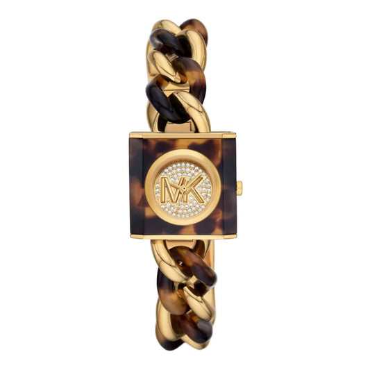 Reloj de pulsera de cadena de 25 mm para mujer de Michael Kors Petite, dorado y carey