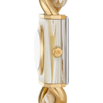 Reloj de pulsera de cadena de 25 mm para mujer de Michael Kors Petite, dorado y blanco