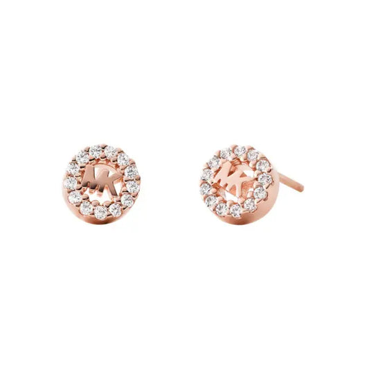 Pendientes con el logotipo de Michael Kors para mujer chapados en oro rosa de 14 quilates sobre plata de ley
