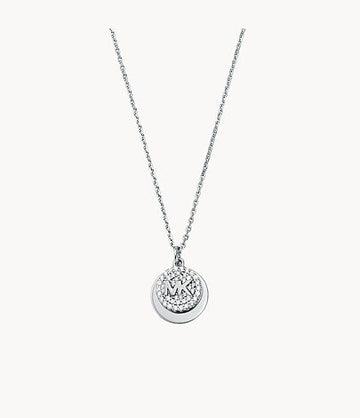 Michael Kors Engravable Women's Pavé Pendant Necklace in Sterling Silver