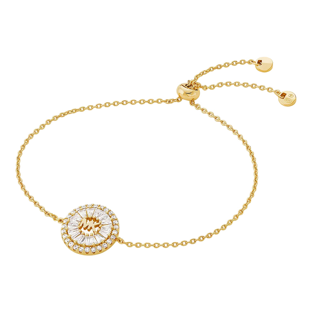 Pulsera deslizante cónica con forma de baguette y pavé de circonita cúbica para mujer de Michael Kors en baño de oro de 14 quilates sobre plata esterlina