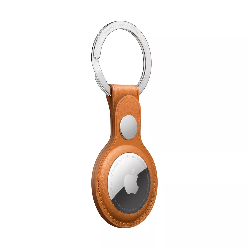 Apple AirTag Leather Key Ring - Golden Brown