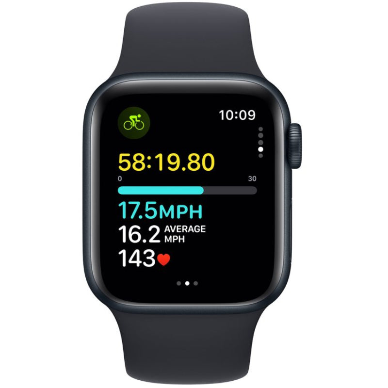 Apple SE Unisex 40mm Midnight Aluminum Case Smartwatch with Midnight Sport Band (S/M) - GPS