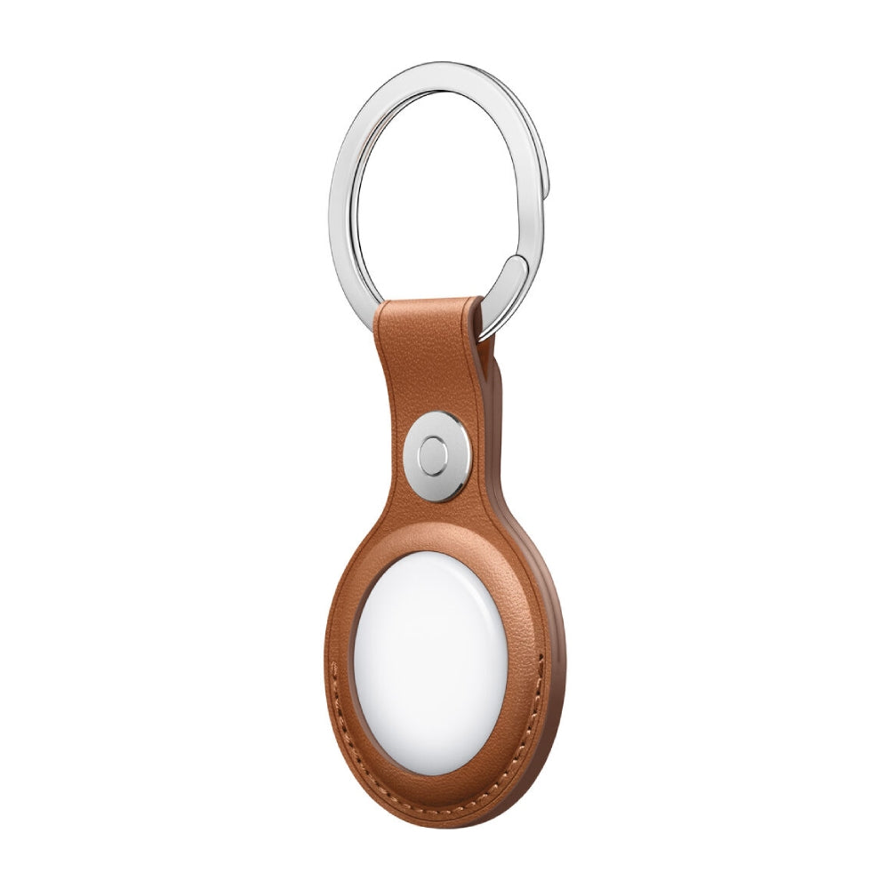 Apple AirTag Leather Key Ring - Saddle Brown