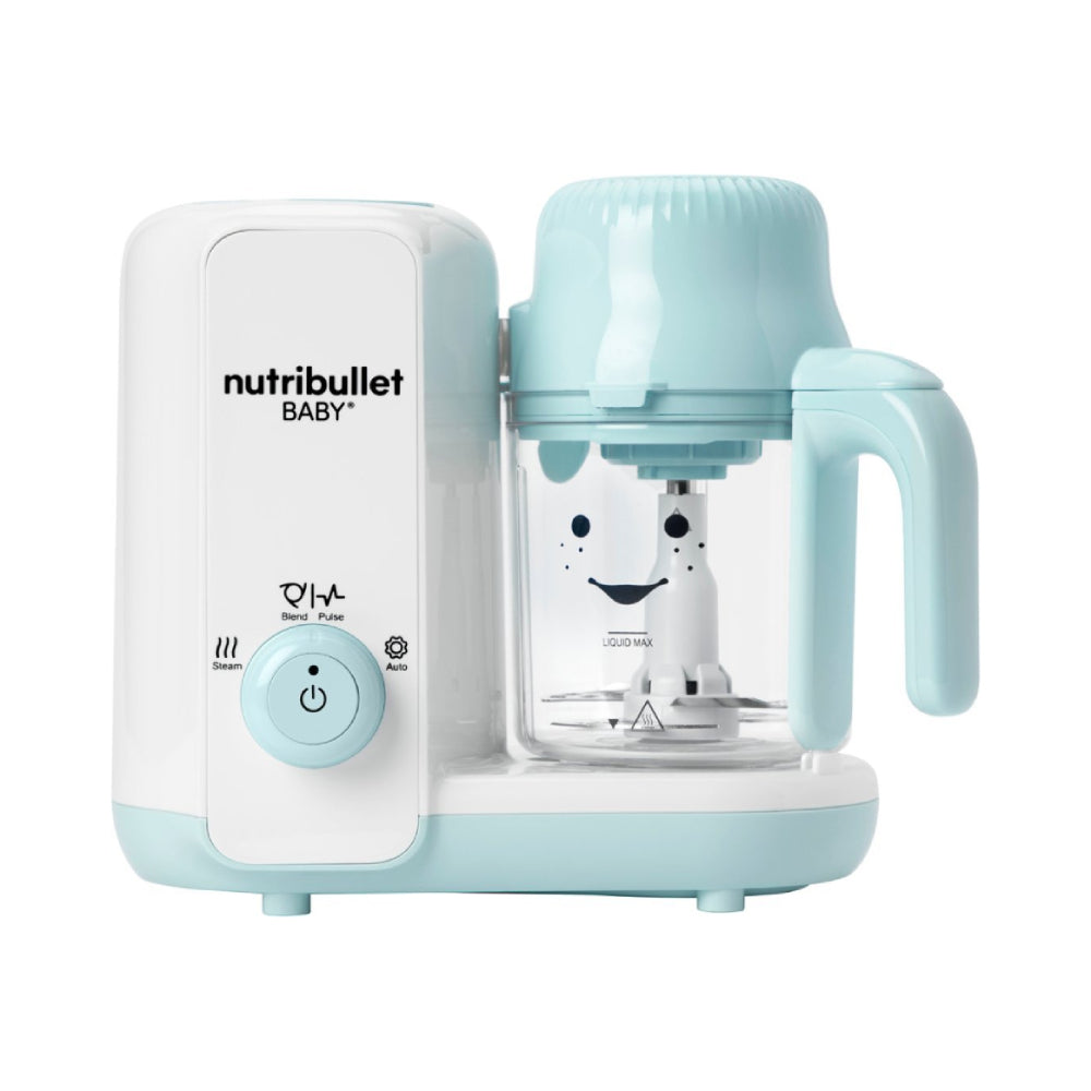 Procesador de alimentos para bebés NutriBullet NBY50200, con vapor y licuadora, color blanco y azul