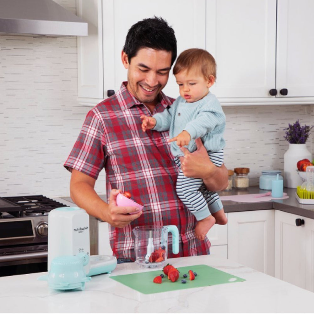 Procesador de alimentos para bebés NutriBullet NBY50200, con vapor y licuadora, color blanco y azul