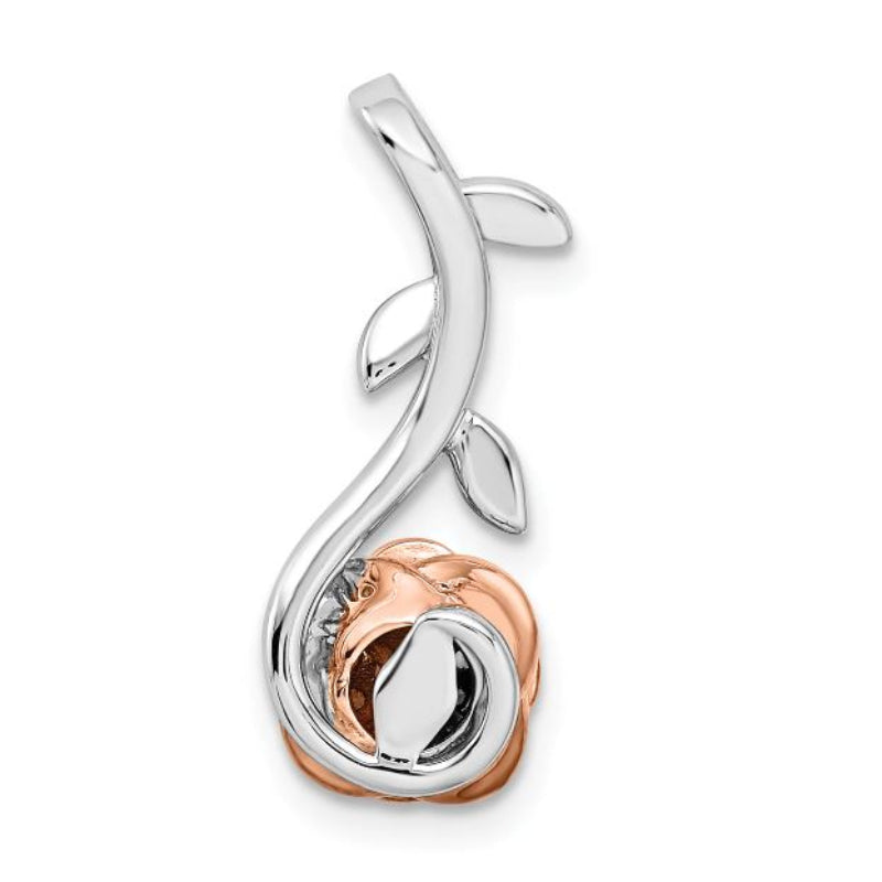 14k Two-Tone Diamond Rose Chain Slide - White and Rose Gold
